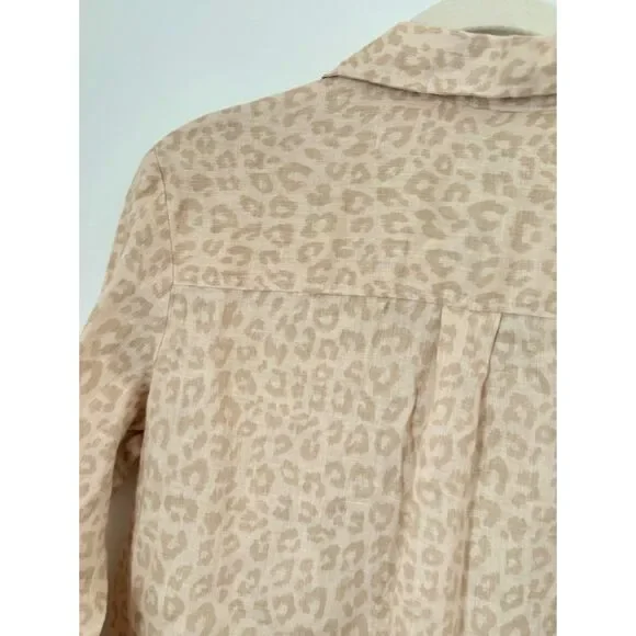 Gap 100% Linen Animal Print Shirt Women's Size Small New Neutral Classic N64 - Picture 11 of 14